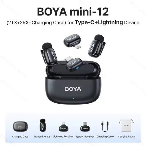 BOYA mini-12 Wireless Lavalier Microphone Noise Cancellation Microphone