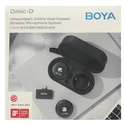 BOYA Omic-D Ultracompact 2.4GHz Dual Channel Wireless Microphone System – Lightning