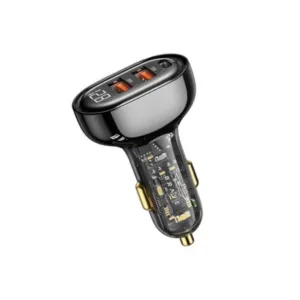Brave B-22 80W 3 Ports Transparent Digital Display PD & Dual Q3.0 Fast Car Charger