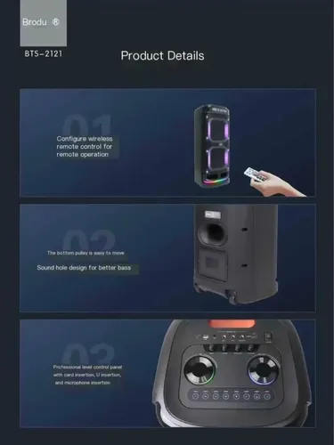 Brodu BTS- 2121 Bluetooth Karaoke Speaker