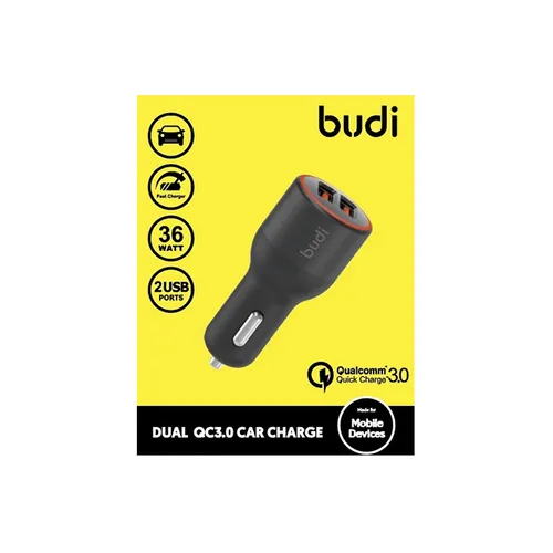 Budi 36W QC 3.0 Dual Port Car Charger