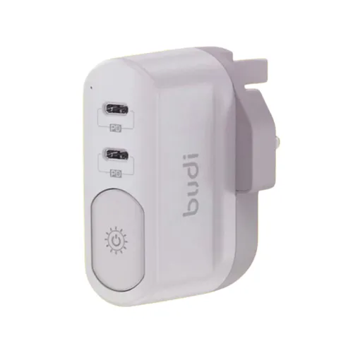 Budi 40W Dual Type-C Wall Charger With Night Light