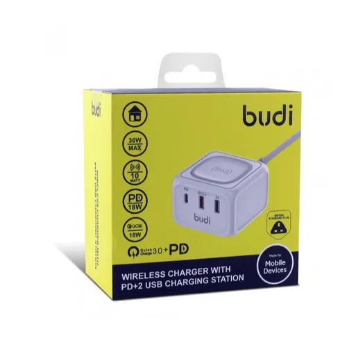 Budi - AC317EU 3-port 36W+18W(PD+QC) Charging Station With 5W Wireless Charging