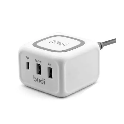 BUDI – AC317TU 3-PORT 36W+18W(PD+QC) CHARGING STATION WITH 5W WIRELESS CHARGING
