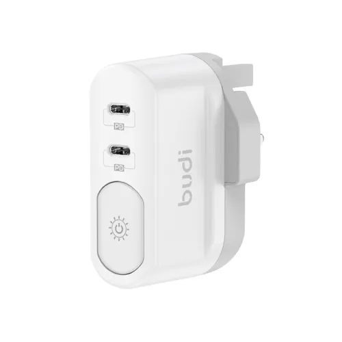 Budi - AC326DUW 40W Dual Type-C Wall Charger With Night Light