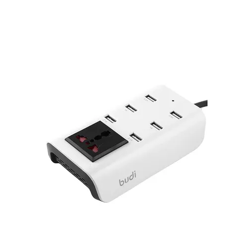 Budi Multi 6 Port USB Wall Charger With 1 General Socket