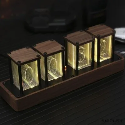 ClocTeck Nixie Tube Desk Clock with Wi-Fi Calibration (Walnut Wood)