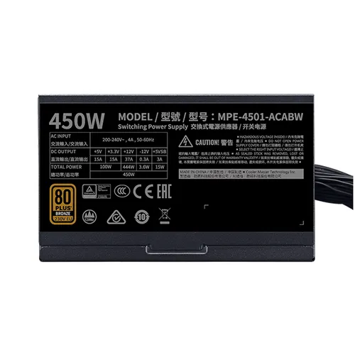 Cooler Master MWE 450W 80 Plus Bronze-V2 Power Supply