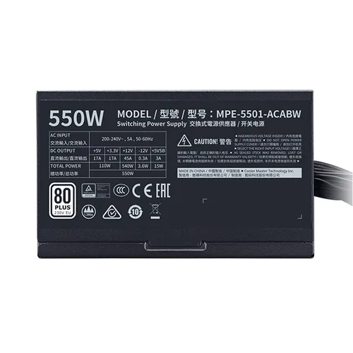 Cooler Master MWE 550W 80 Plus Bronze-V2 Power Supply