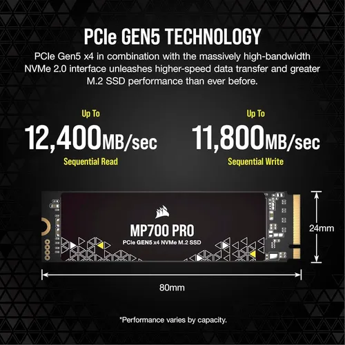 Corsair MP700 Pro 2TB Gen5 M.2 PCIe NVMe Internal SSD