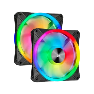 Corsair QL140 RGB 140mm PWM Dual Fan Kit With Lighting Node Core