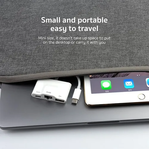 COTEetCI 33014 USB-C to USB-C + RJ45 Ethernet + USB Adapter