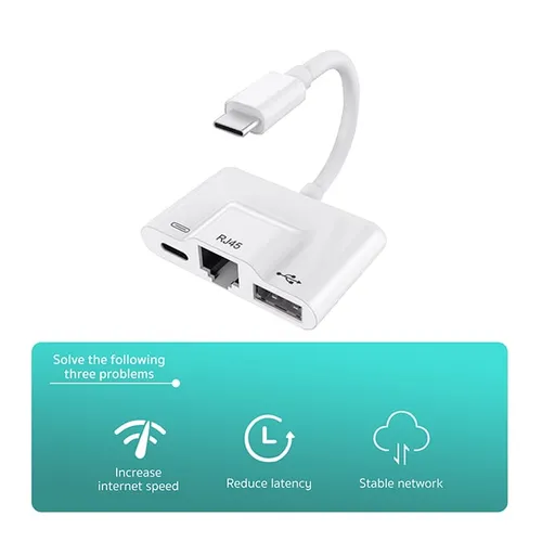 COTEetCI 33014 USB-C to USB-C + RJ45 Ethernet + USB Adapter