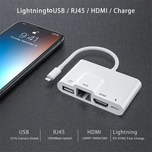 COTEetCI 4-in-1 Lightning OTG HDMI Adapter