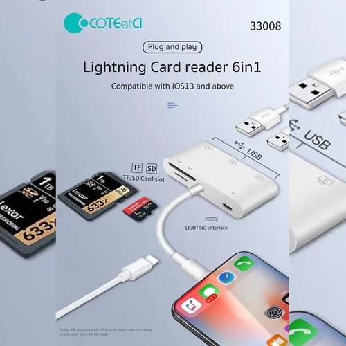 COTEetCI 6-in-1 Lightning OTG Card Reader