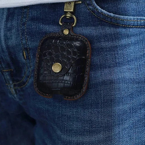 COTEetCI Crocodile Grain Case with Hook for AirPods 2