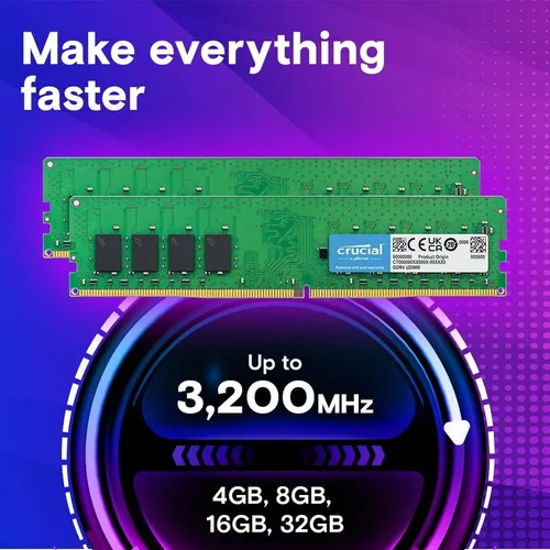 Crucial 32GB (1X32GB) DIMM DDR4 3200MHz Desktop  RAM