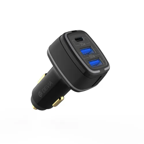 Devia Extreme Speed Dual USB + Type-C Full Compatible Fast Car Charger 85W Black EA191