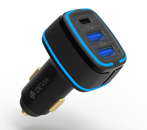 Devia Extreme Speed Series Dual Usb &amp; 1 Type - C, Full Compatible Fast Car Charger ( 85w )