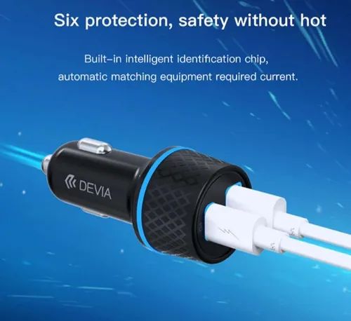 Devia Extreme Speed Series Power Plug Adapter PD+QC Quick Car Charger Fast Charging Dual Socket USB + Type C 52.5W