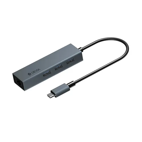 Devia Leopard Series Type-C to RJ45 + 3 USB 3.0 Hub Adapter