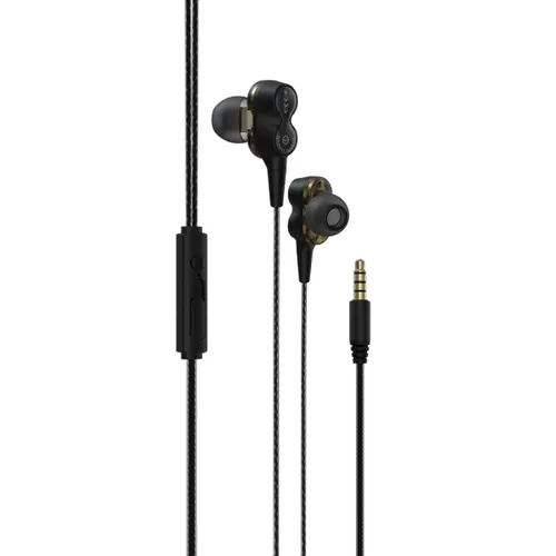 Devia Smart Series Dual Speakers Wired Earphone 3.5mm EM009 Black