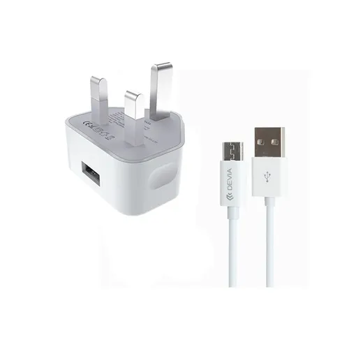 Devia Smart UK 3 Pin Charger Set with Micro USB Cable