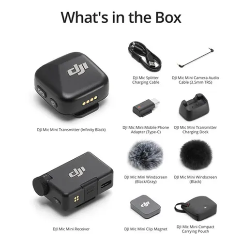 DJI Mic Mini 1 Person Wireless Microphone for Camera &amp; Smartphone (1 TX + 1 RX)