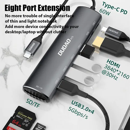DUDAO A15 8-in-1 Type-C Multifunctional Hub