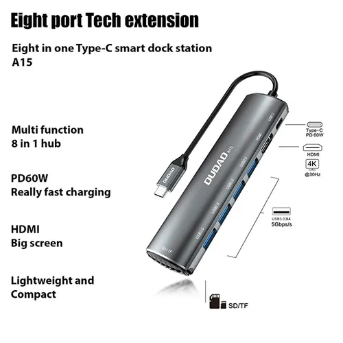 DUDAO A15 8-in-1 Type-C Multifunctional Hub