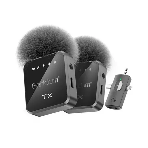 Earldom MC13 Collar Clip 3 in 1 Wireless Microphone 2 Mics