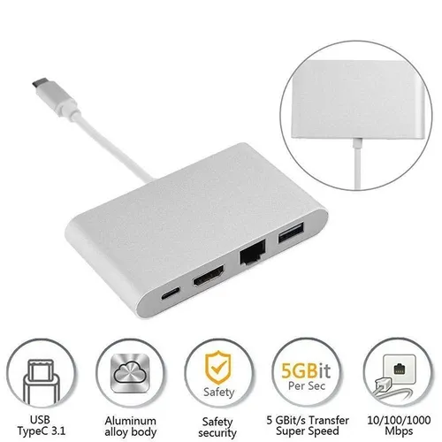 eErlik 4-in-1 USB 3.1 Type-C Multiport Adapter