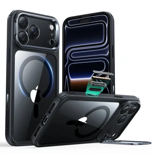 ESR Classic Hybrid Clear Black MagSafe Case with Stash Stand for iPhone 17 Series