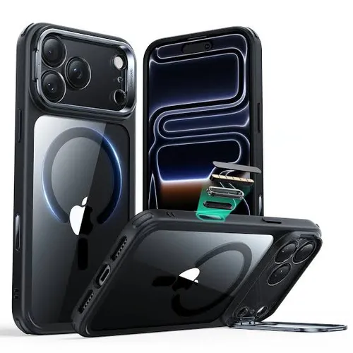 ESR Classic Hybrid Clear Black MagSafe Case with Stash Stand for iPhone 17 Series