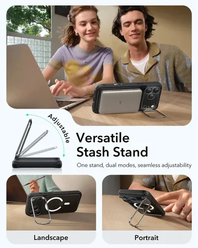 ESR Classic Hybrid Clear Black MagSafe Case with Stash Stand for iPhone 17 Series