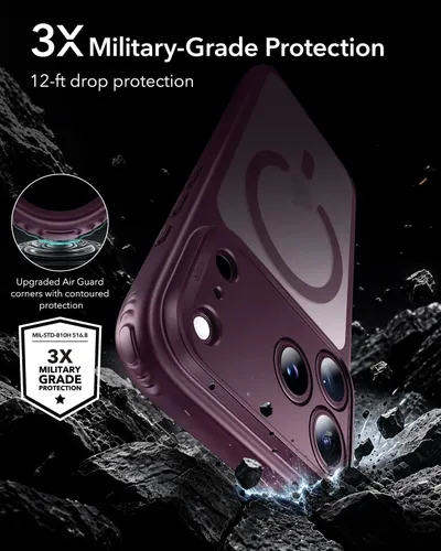 ESR Classic Hybrid Frosted Deep Burgundy MagSafe Case with Camera Control for iPhone 18 Pro / 17 Pro Series