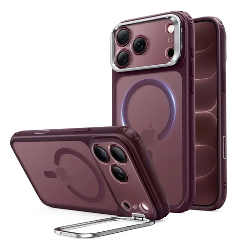 ESR Classic Hybrid Frosted Deep Burgundy MagSafe Case with Flex Stand for iPhone 18 Pro / 17 Pro Series