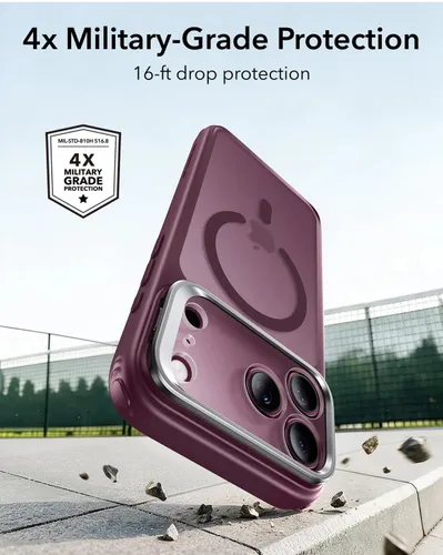 ESR Classic Hybrid Frosted Deep Burgundy MagSafe Case with Flex Stand for iPhone 18 Pro / 17 Pro Series