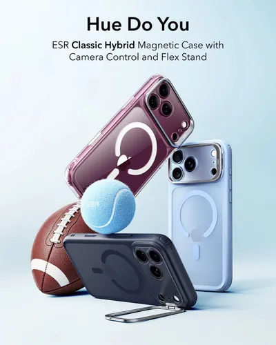 ESR Classic Hybrid Magnetic Case with Camera Control and flex Stand 18 Series – Clear