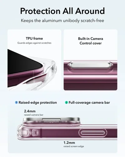 ESR Classic Hybrid Magnetic Case with Camera Control and flex Stand 18 Series – Clear