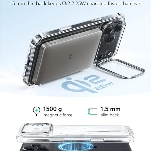 ESR Hybrid MagSafe Clear Case with Stash Stand for iPhone 17 Pro Max
