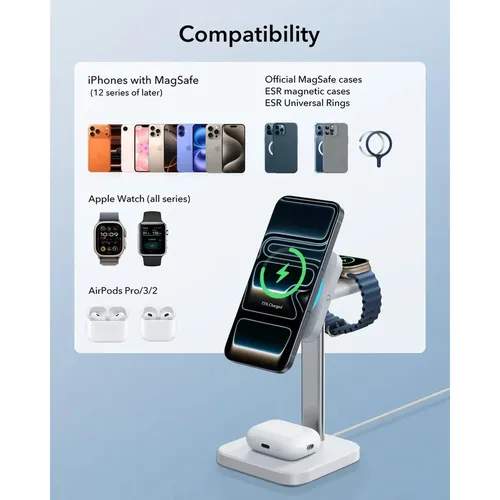 ESR Qi2 15W 3-in-1 Wireless Charging Station