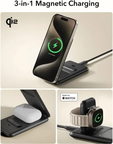 ESR Qi2 3 in 1 Travel Wireless Charging Set