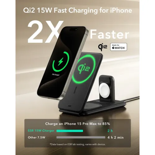 ESR Qi2 3‑in‑1 Travel Wireless Charging Set