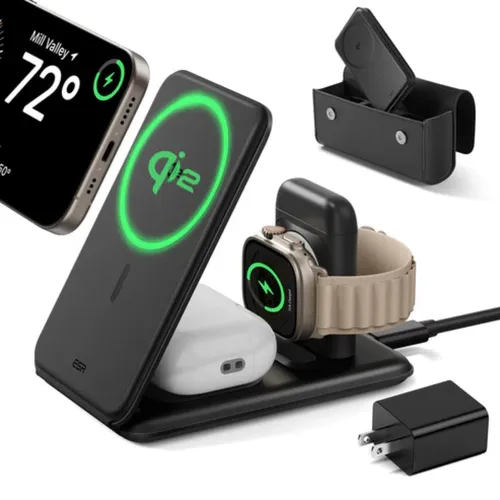 ESR Qi2 3‑in‑1 Travel Wireless Charging Set