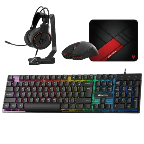 FANTECH P51 WIRED KEYBOARD, MOUSE, HEADSET, STAND & MOUSE PAD COMBO
