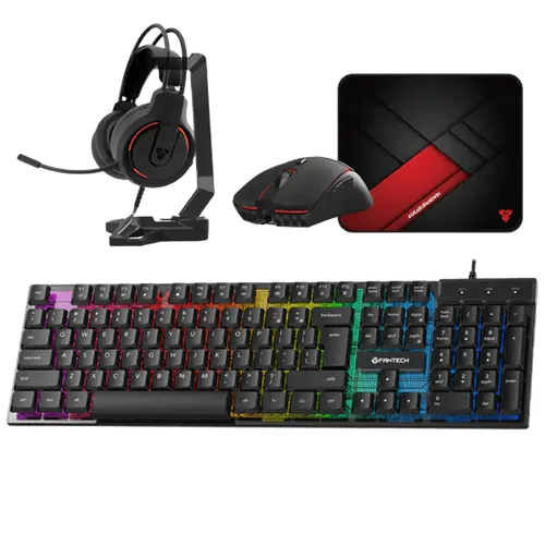 FANTECH P51 Wired Keyboard, Mouse, Headset, Stand & Mouse Pad Combo