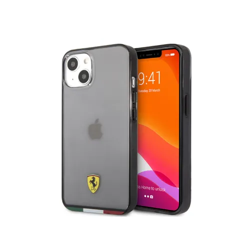Ferrari Black Italia Transparent Outline Hard Case iPhone 13 Mini