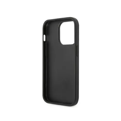 Ferrari Genuine Leather Case Perforated and Bottom Contrasted Line iPhone 14 Pro Max - Black