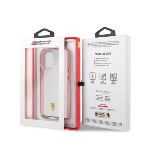 Ferrari Italia Stripe Transparent Hard Case with Print Logo for iPhone 13 Pro